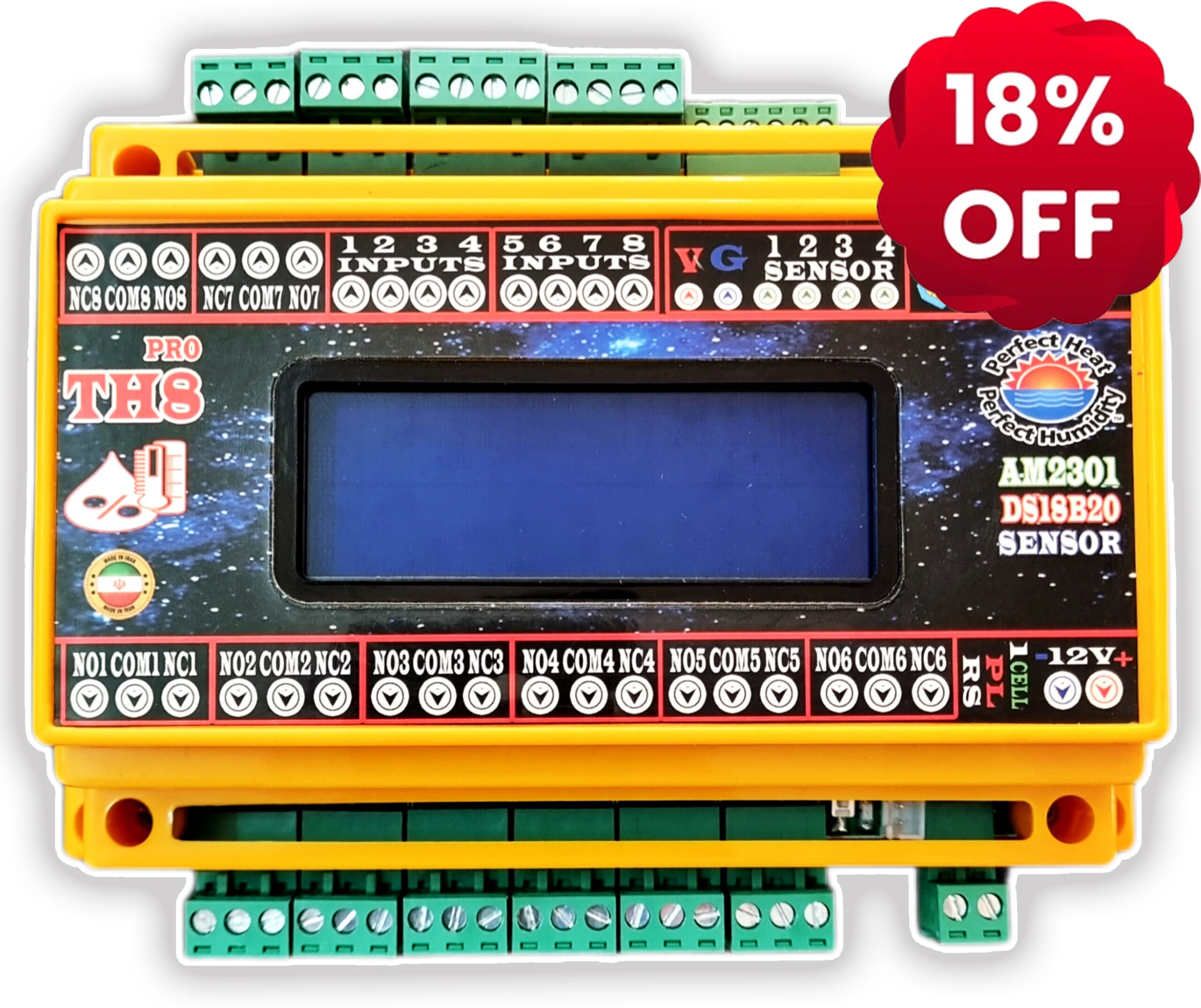 کنترل پیامکی 8 خروجی دما و رطوبت